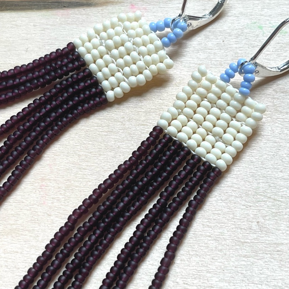 HANDMADE GLASS EARRINGS | Mini Beacon Handwoven Small Batch Earrings in O’Keeffe - Picture 1 of 5